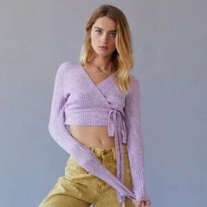 Urban Outfitters Bibi Wrap Purple Cropped Sweater
